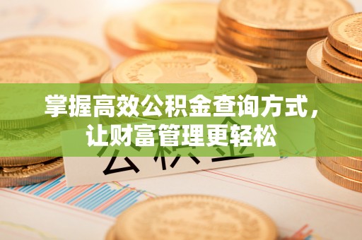 夏县掌握高效公积金查询方式，让财富管理更轻松