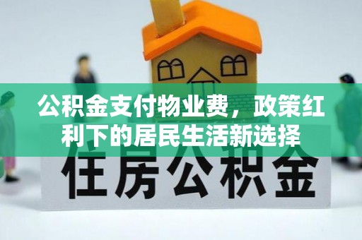 夏县公积金支付物业费，政策红利下的居民生活新选择