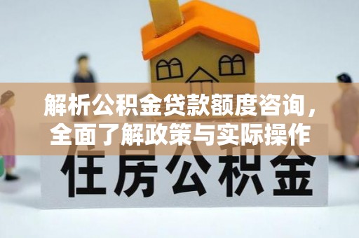 夏县解析公积金贷款额度咨询，全面了解政策与实际操作